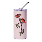 Chamomile Flowers Tumbler, Floral Tumbler, Pink Tumbler, Botanical Design, Flower Lover Gift, Plant Mom Gift, Nature Inspired Drinkware - Tawshia